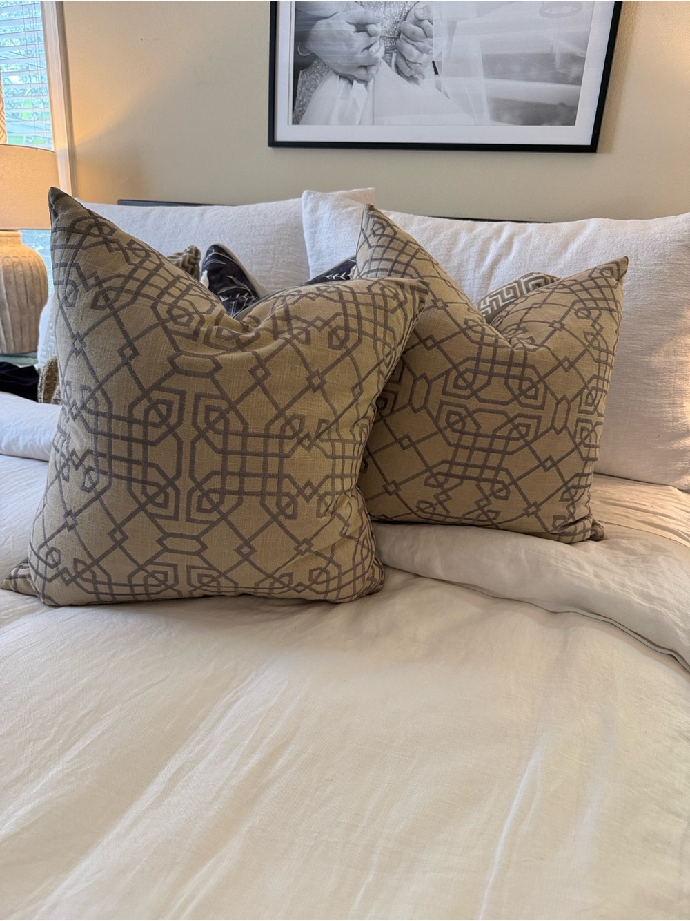 Custom designer fabric Geometric Throw Pillow Pair